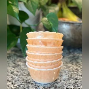 Vintage Fire-King Peach Luster Custard Cups Set of 6 Excellent Condition